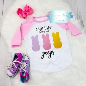 Chillin with my Peeps girls Easter baseball shirt